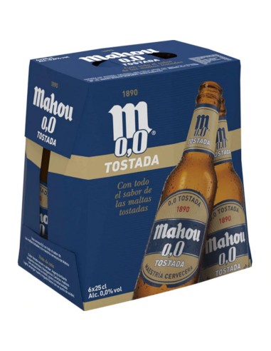 CERVEZA MAHOU 0,0 TOSTADA PACK 6 BOT 25CL