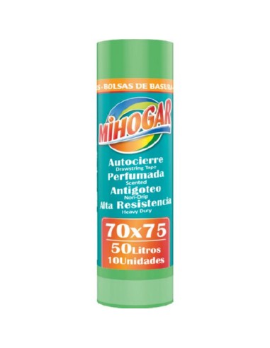 MIHOGAR BOL BAS 10UD G90 70X75 50L VERDE