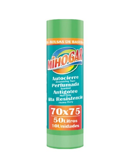 MIHOGAR BOL BAS 10UD G90 70X75 50L VERDE